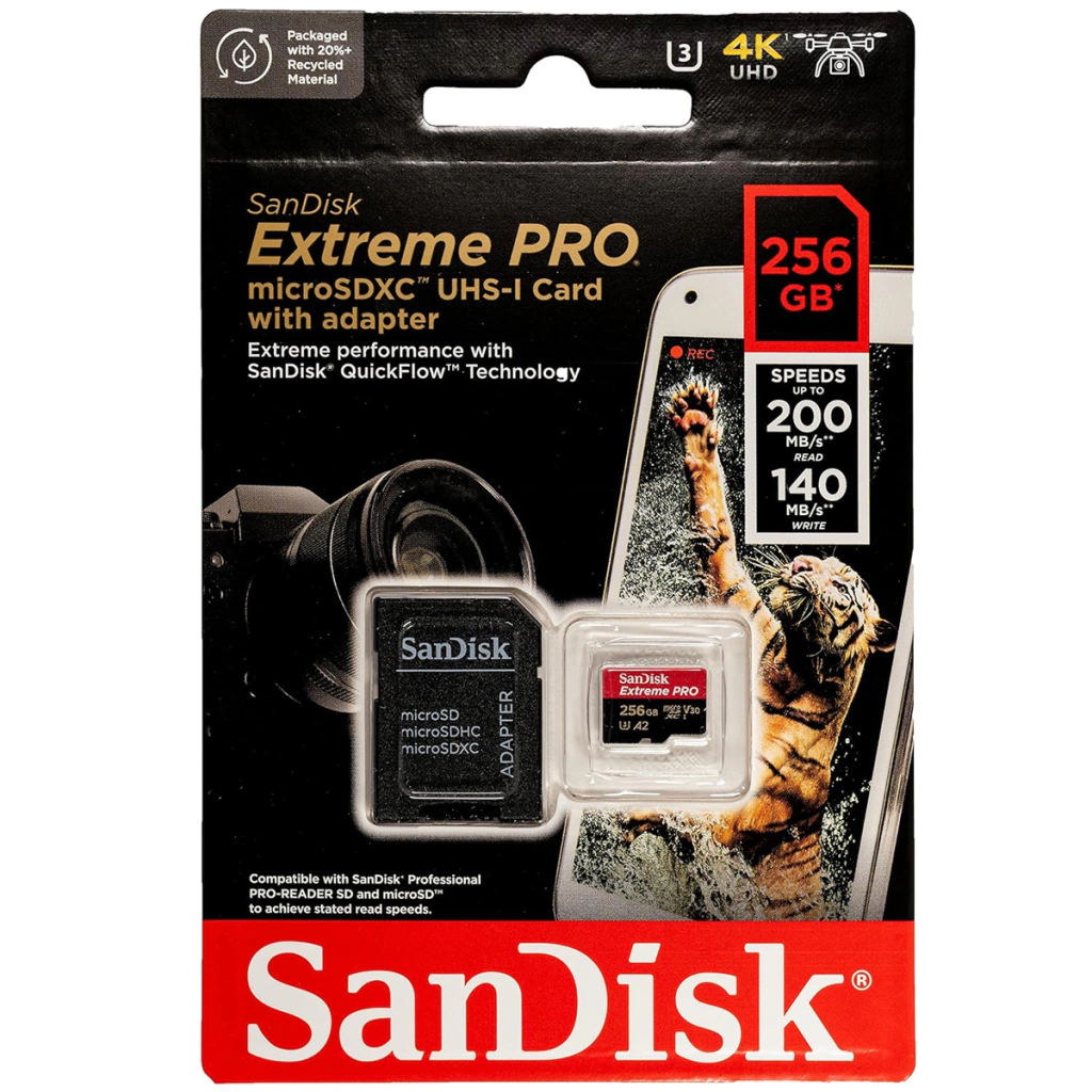 Imagen de Memoria Micro Sd 256gb Sandisk Extreme Pro U3 V30 A2 200mb/s